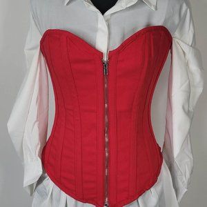 Women Sexy Red Over-Bust Corset With Zipper and modesty panel Size M